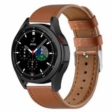 Strap-it® Samsung Galaxy Watch 4 Classic 46mm leren bandje (strak bruin)