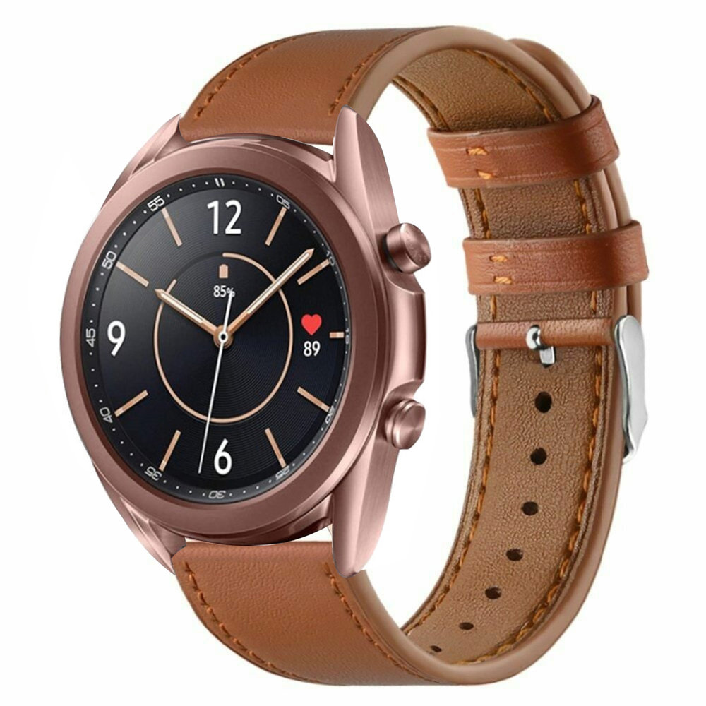 Strap-it® Strap-it Samsung Galaxy Watch 3 41mm leren bandje (strak bruin)