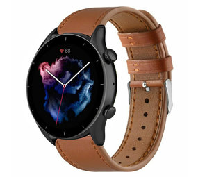 Strap-it® Amazfit GTR 3 (Pro) leren bandje (strak bruin) Strap-it® Amazfit GTR 3 (Pro) leren bandje (strak bruin)