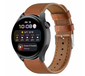 Strap-it® Huawei Watch 3 (Pro) leren bandje (strak bruin) Strap-it® Huawei Watch 3 (Pro) leren bandje (strak bruin)