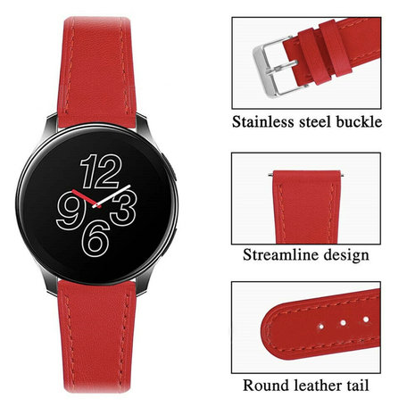Strap-it® Strap-it OnePlus Watch leren bandje (rood)