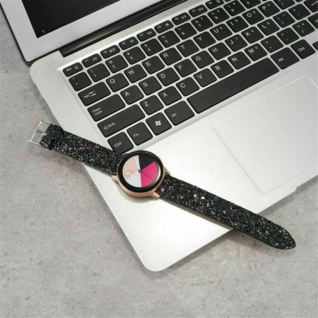Strap-it® Strap-it Polar Ignite 3 leren glitter bandje (zwart)