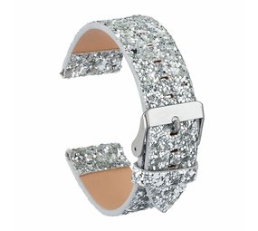 Strap-it® Polar Ignite 3 leren glitter bandje (zilver)