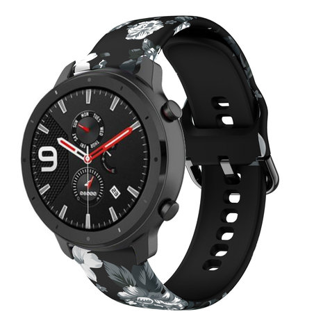 Strap-it® Strap-it Grey Flower Amazfit GTR 42mm bandje Strap-it® Strap-it Grey Flower Amazfit GTR 42mm bandje