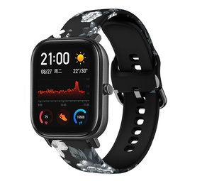 Strap-it® Grey Flower Xiaomi Amazfit GTS bandje