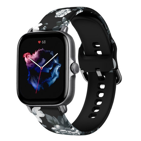 Strap-it® Strap-it Grey Flower Amazfit GTS 3 bandje