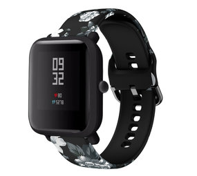 Strap-it® Grey Flower Xiaomi Amazfit Bip bandje Strap-it® Grey Flower Xiaomi Amazfit Bip bandje