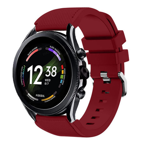 Strap-it® Strap-it Fossil Gen 6 44mm siliconen bandje (bordeaux)