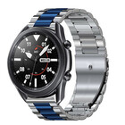Strap-it® Strap-it Samsung Galaxy Watch 3 45mm stalen band (zilver/blauw)