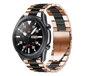 Strap-it® Samsung Galaxy Watch 3 45mm stalen band (roségoud/zwart) Strap-it® Samsung Galaxy Watch 3 45mm stalen band (roségoud/zwart)