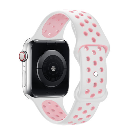 Strap-it® Strap-it Apple Watch sport bandje (wit/roze)