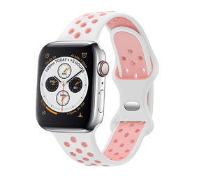 Strap-it® Apple Watch sport bandje (wit/roze)