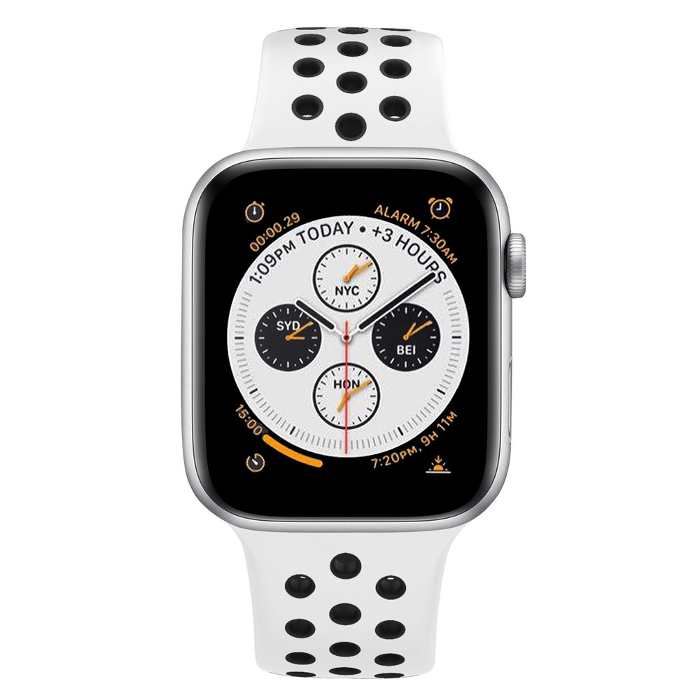 Strap-it® Strap-it Apple Watch sport bandje (wit/zwart) Strap-it® Strap-it Apple Watch sport bandje (wit/zwart)