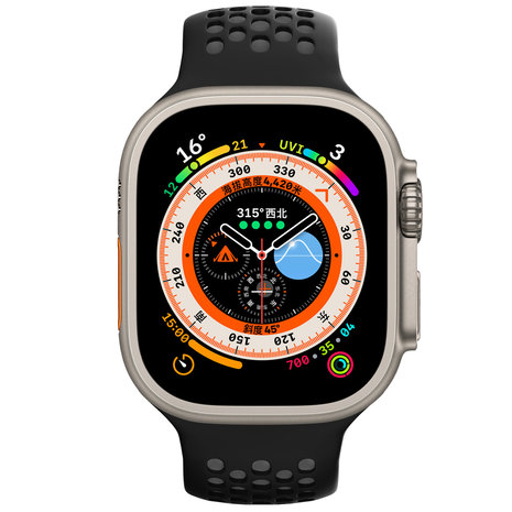 Strap-it® Strap-it Apple Watch sport gesp bandje (zwart/grijs)