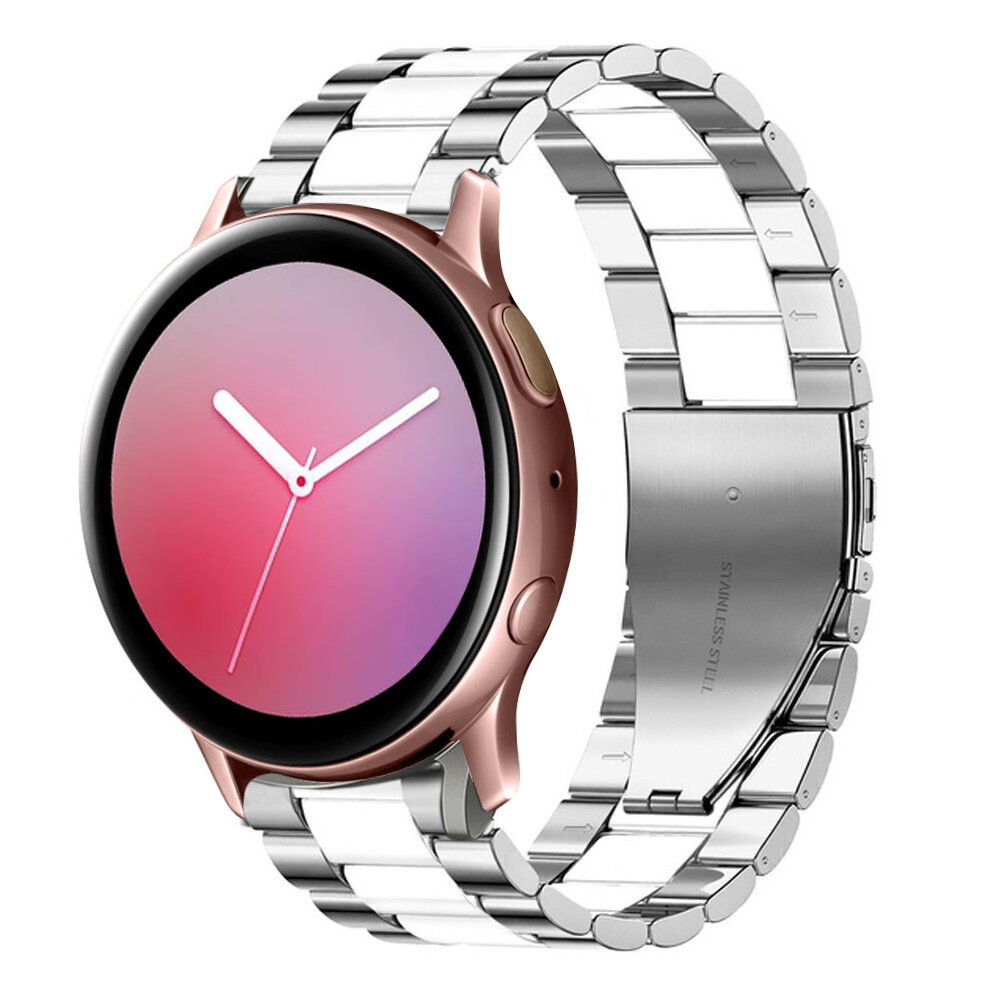 Strap-it® Strap-it Samsung Galaxy Watch Active stalen band (zilver/wit)