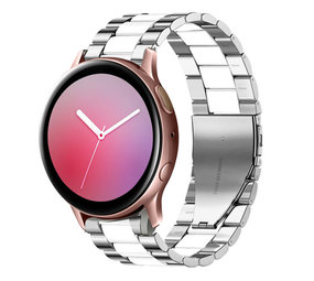 Strap-it® Samsung Galaxy Watch Active stalen band (zilver/wit)