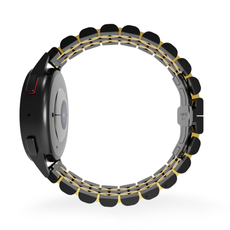 Strap-it® Strap-it Xiaomi Amazfit GTS duo stalen schakel band (zwart/goud)