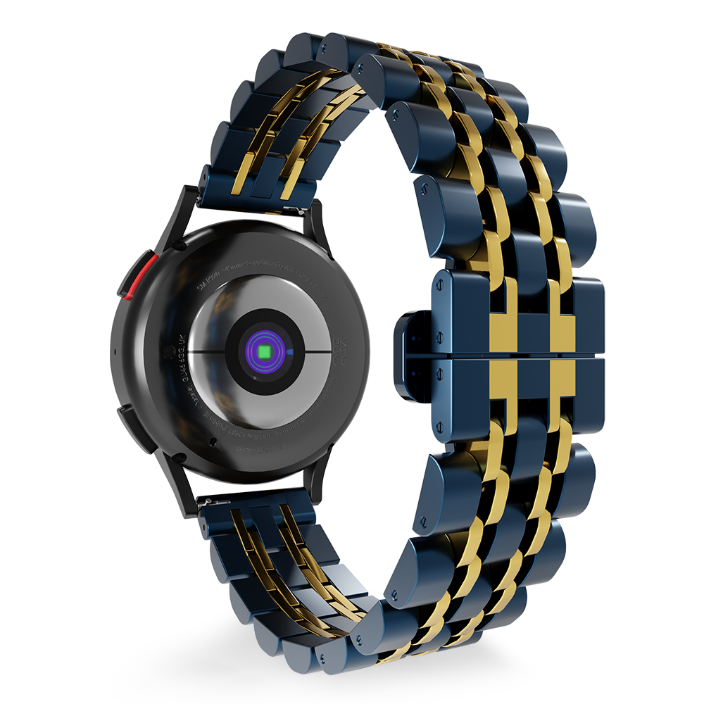 Strap-it® Strap-it Polar Pacer duo stalen schakel band (blauw/goud)