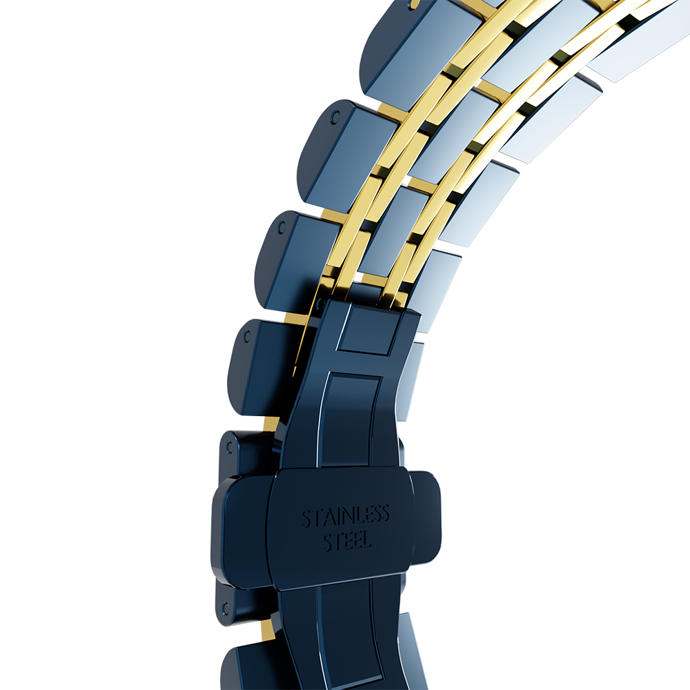 Strap-it® Strap-it Samsung Galaxy Watch Active duo stalen schakel band (blauw/goud)