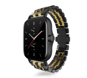 Strap-it® Xiaomi Amazfit GTS duo stalen schakel band (zwart/goud)