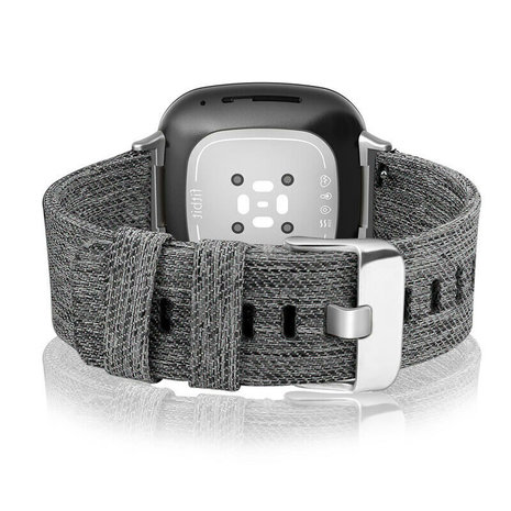 Strap-it® Strap-it Fitbit Sense geweven nylon gesp band (grijs mix)