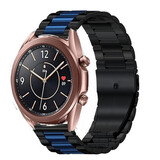 Strap-it® Samsung Galaxy Watch 3 41mm stalen band (zwart/blauw)