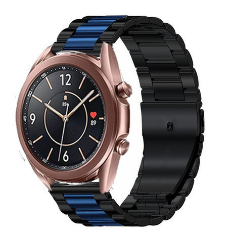 Strap-it® Strap-it Samsung Galaxy Watch 3 41mm stalen band (zwart/blauw)