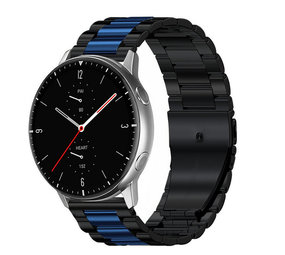 Strap-it® Amazfit GTR 2 stalen band (zwart/blauw)