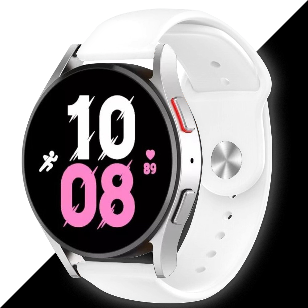 Strap-it® Strap-it Samsung Galaxy Watch 5 44mm lichtgevend siliconen bandje (wit)