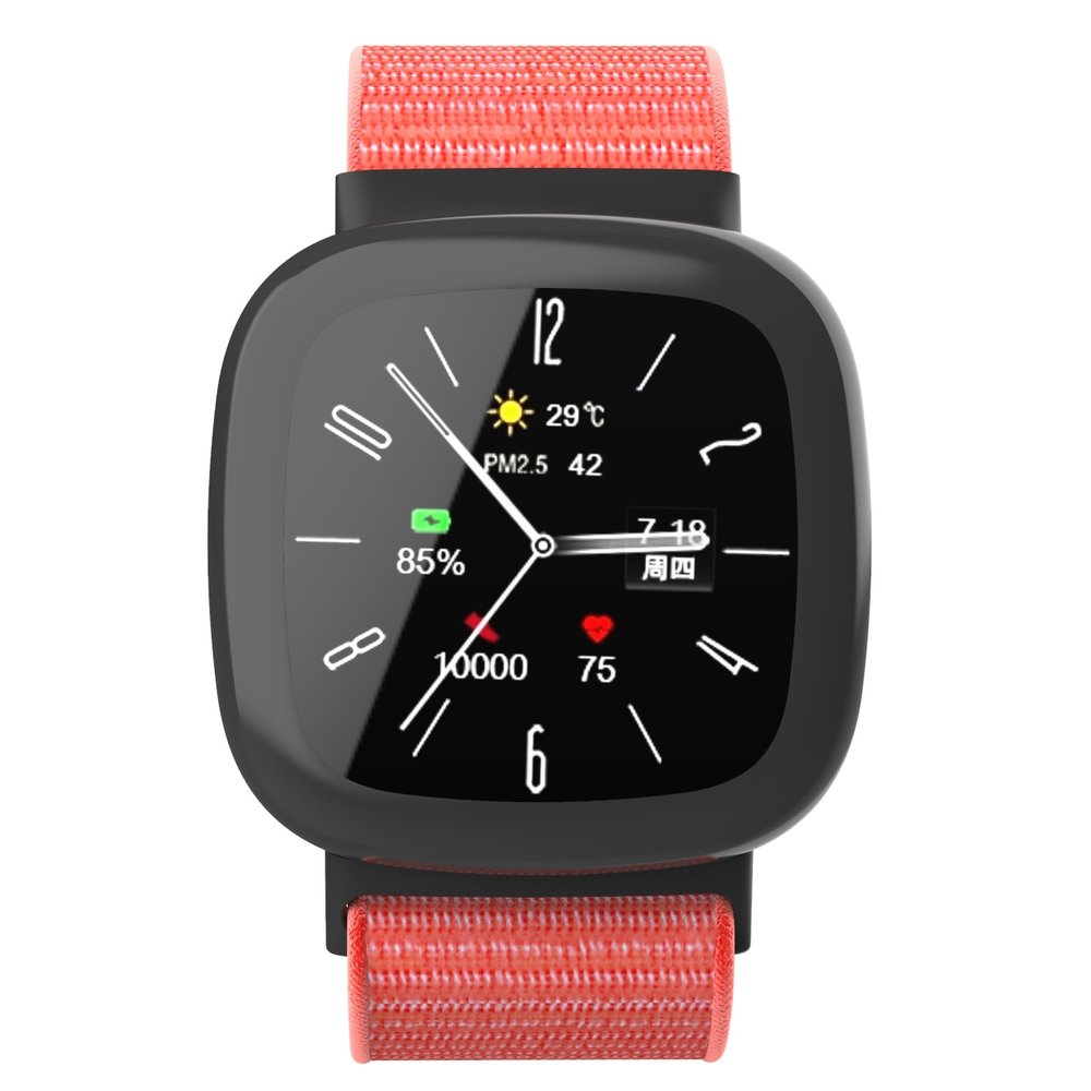 Strap-it® Strap-it Fitbit Versa 4 nylon bandje (oranje)