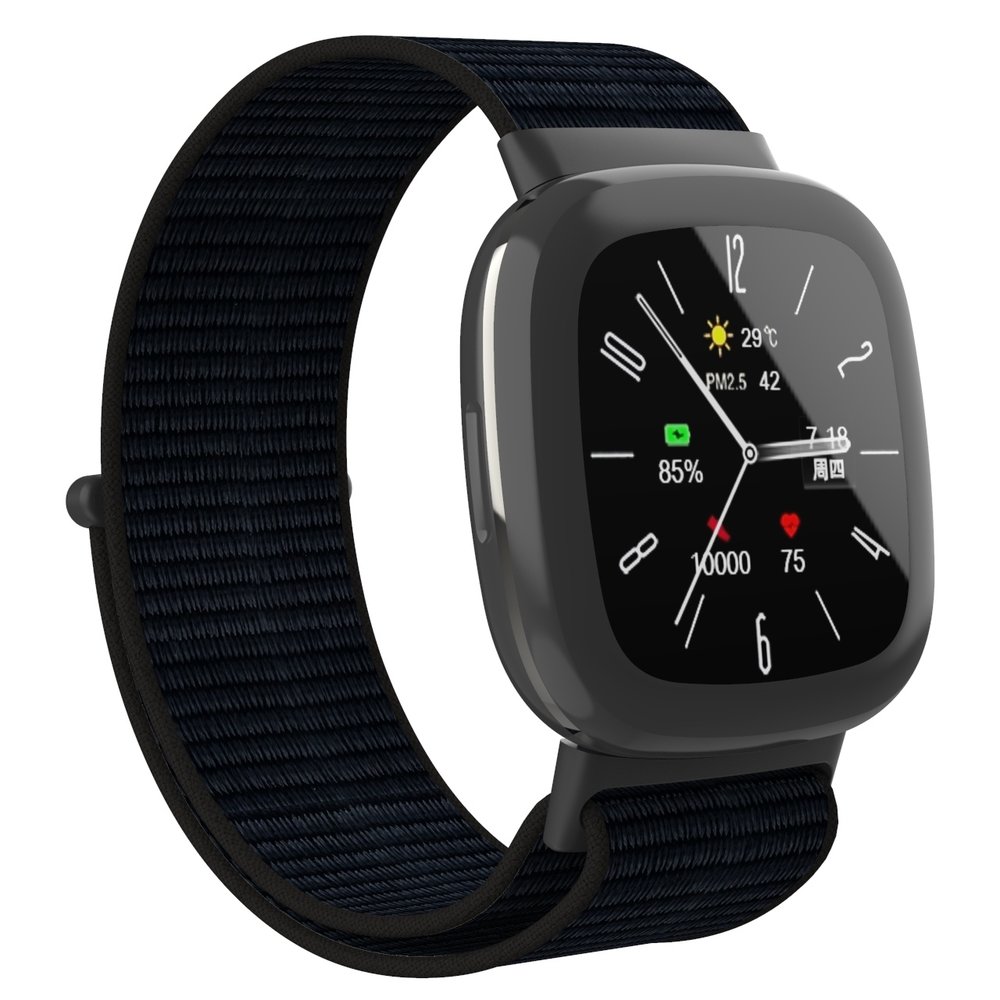 Strap-it® Strap-it Fitbit Sense 2 nylon bandje (zwart)