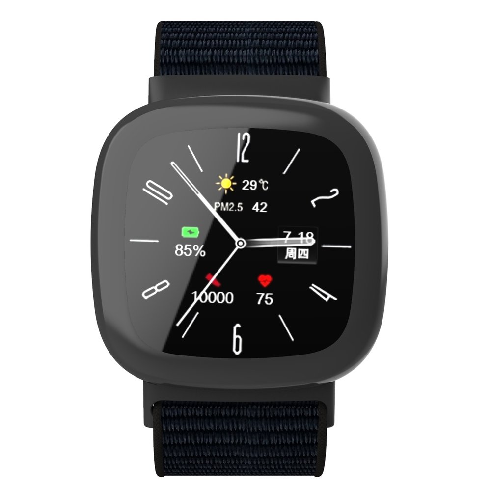 Strap-it® Strap-it Fitbit Sense 2 nylon bandje (zwart)