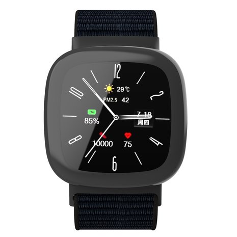 Strap-it® Strap-it Fitbit Sense 2 nylon bandje (zwart)