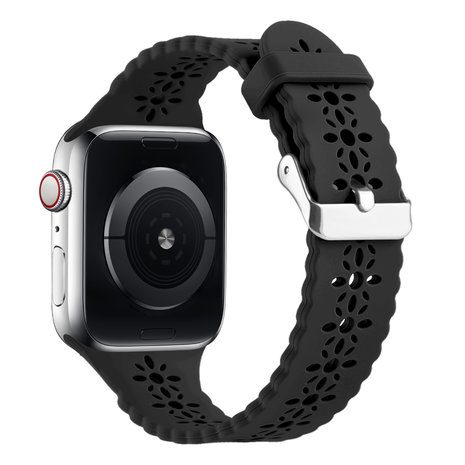 Strap-it® Strap-it Apple Watch siliconen bandje met patroon (zwart)