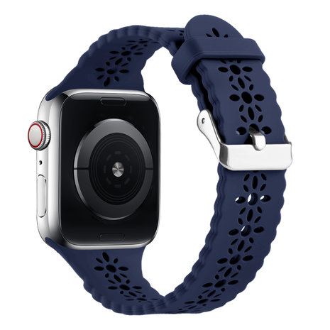 Strap-it® Strap-it Apple Watch siliconen bandje met patroon (donkerblauw)