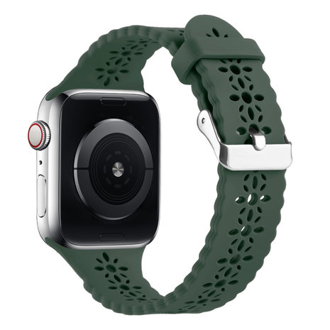 Strap-it® Strap-it Apple Watch siliconen bandje met patroon (dennengroen)