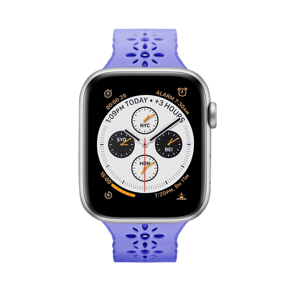 Strap-it® Strap-it Apple Watch siliconen bandje met patroon (lila)