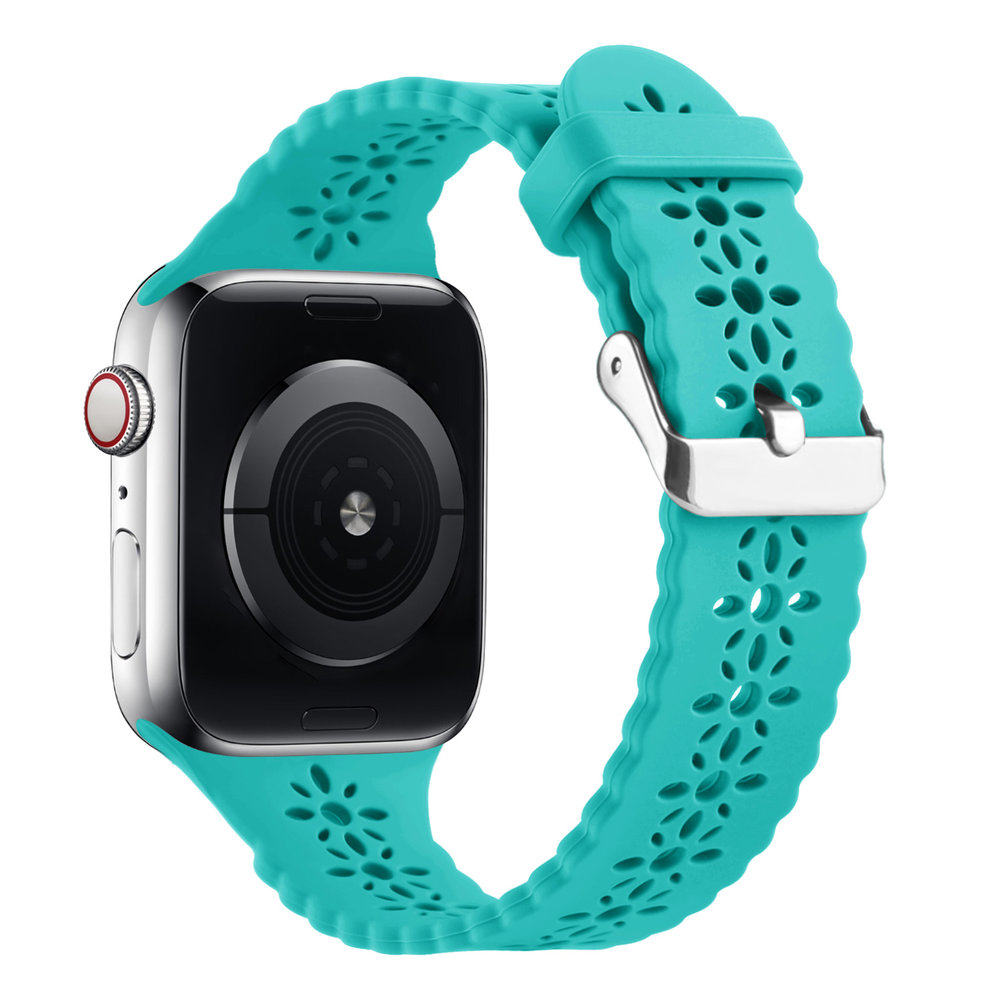 Strap-it® Strap-it Apple Watch siliconen bandje met patroon (turquoise)