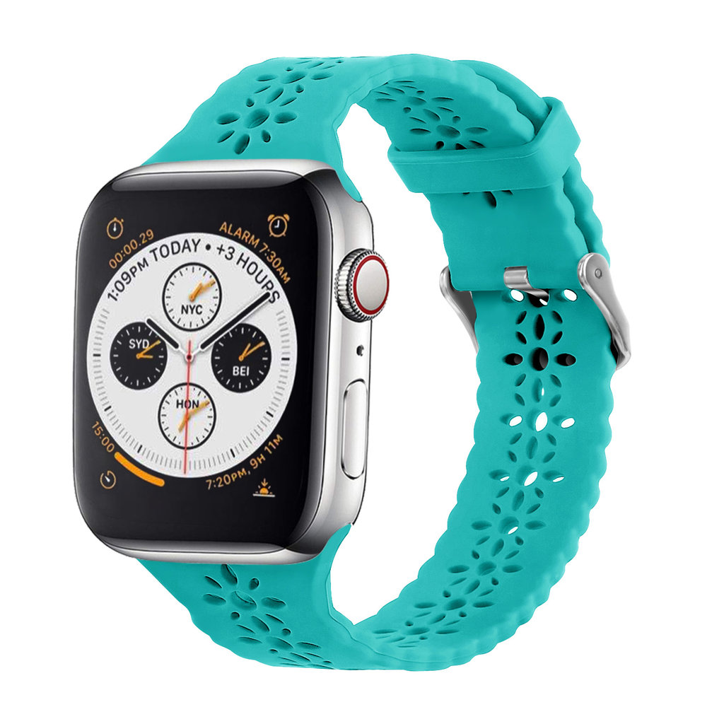 Strap-it® Strap-it Apple Watch siliconen bandje met patroon (turquoise)