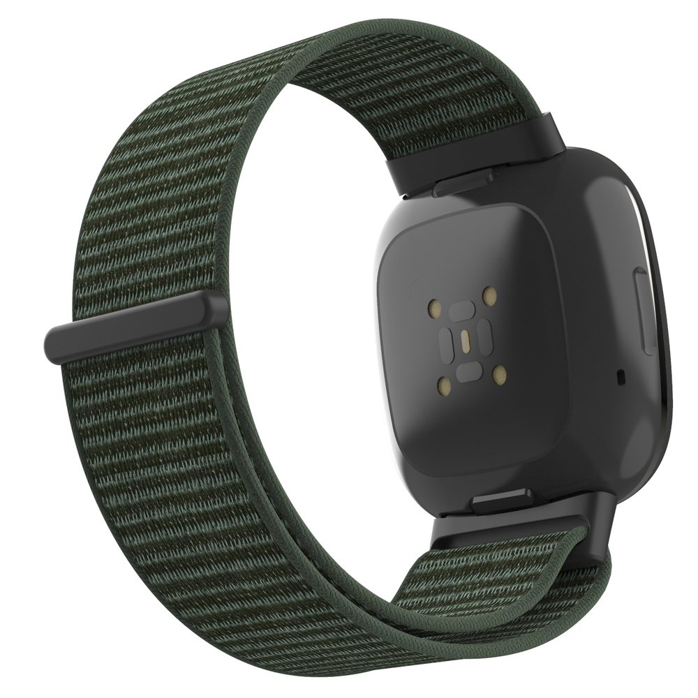Strap-it® Strap-it Fitbit Versa 4 nylon bandje (legergroen)