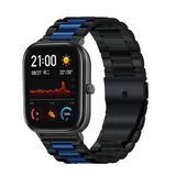 Strap-it® Xiaomi Amazfit GTS stalen band (zwart/blauw)