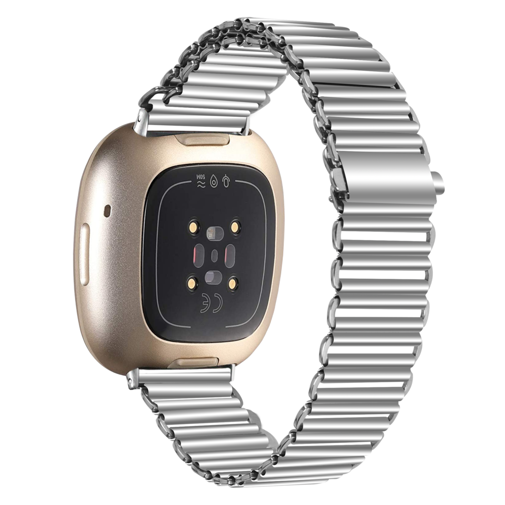 Strap-it® Strap-it Fitbit Versa 3 stalen loop bandje (zilver)