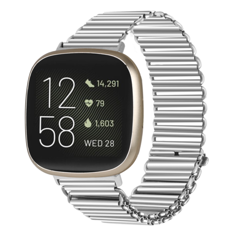 Strap-it® Strap-it Fitbit Versa 3 stalen loop bandje (zilver)