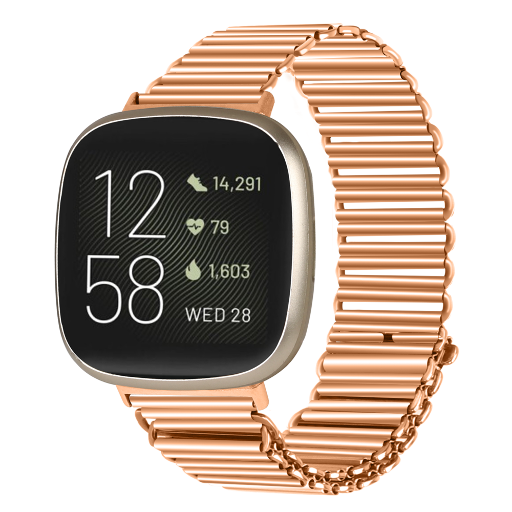 Strap-it® Strap-it Fitbit Versa 3 stalen loop bandje (rosé goud)