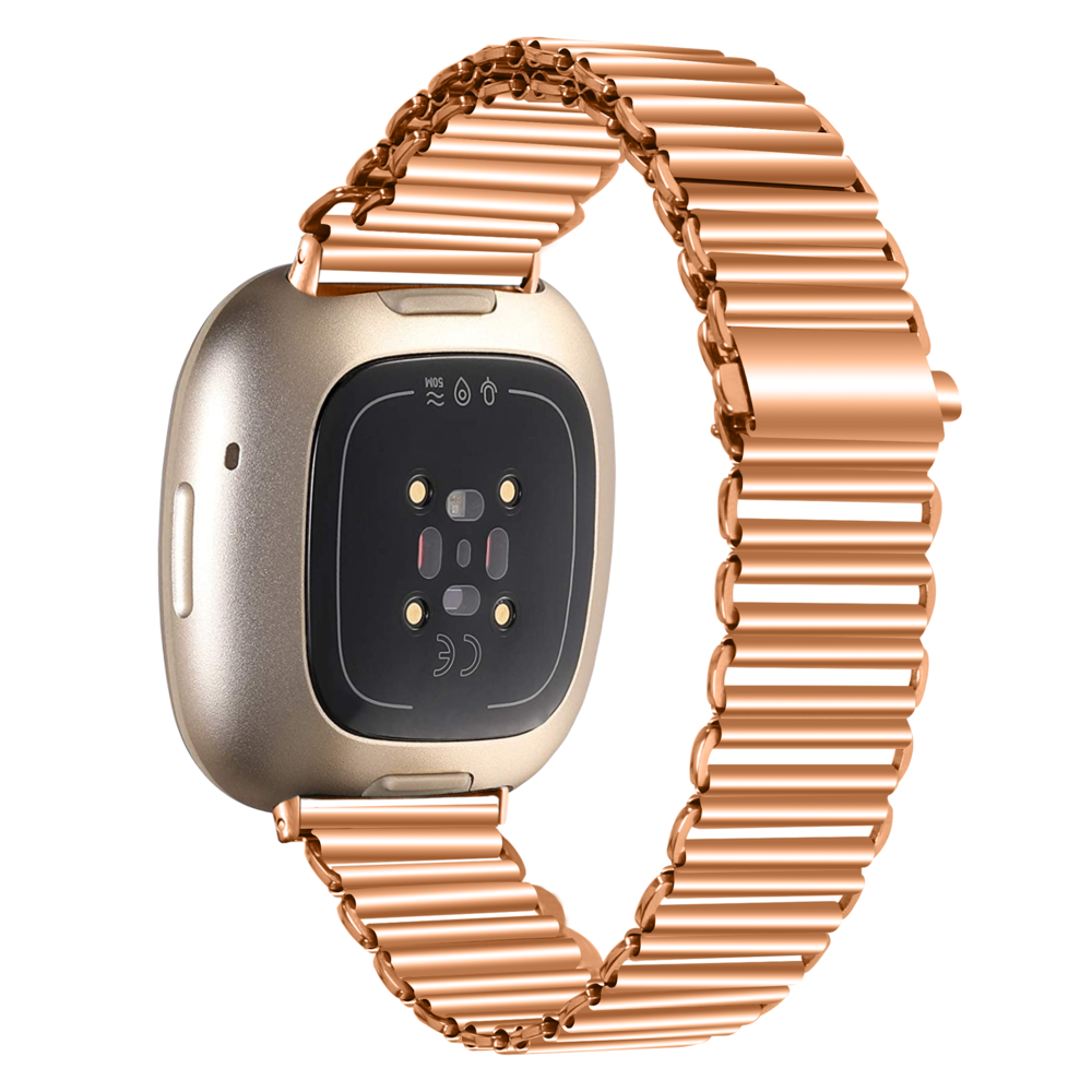 Strap-it® Strap-it Fitbit Sense 2 stalen loop bandje (rosé goud)