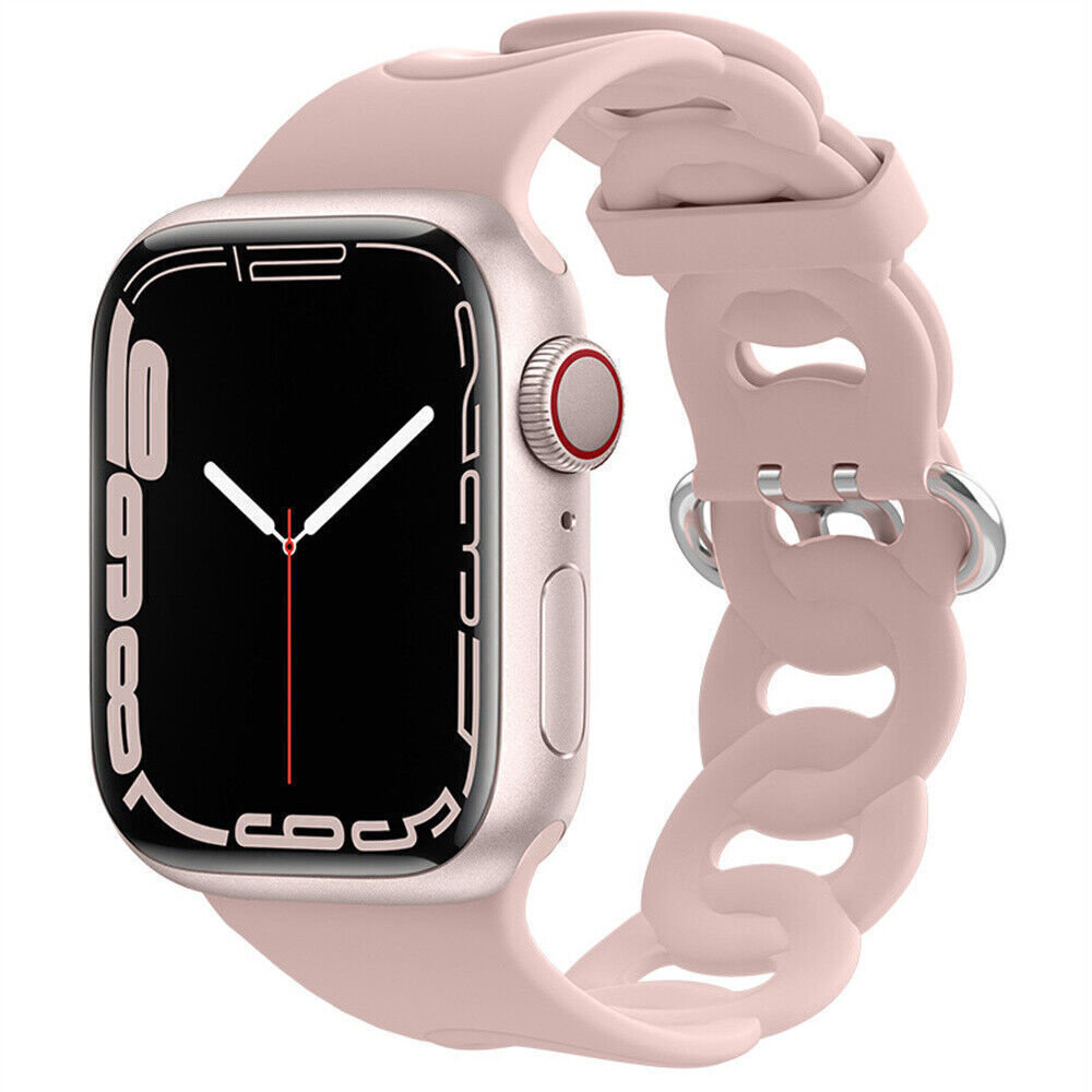 Strap-it® Strap-it Apple Watch silicone chain band (roze)