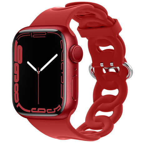 Strap-it® Strap-it Apple Watch silicone chain band (rood)
