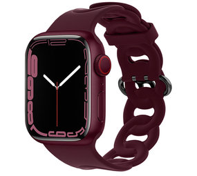 Strap-it® Apple Watch silicone chain band (wijnrood)