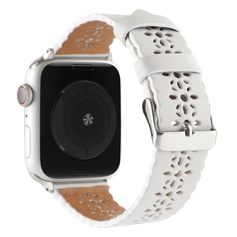 Strap-it® Strap-it Apple Watch leren bandje patroon (wit)