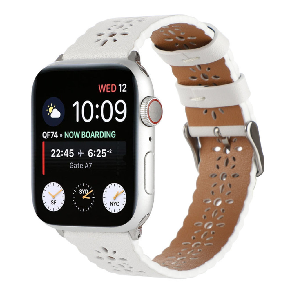 Strap-it® Strap-it Apple Watch leren bandje patroon (wit)